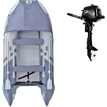 Člun Člun GLADIATOR ACTIVE C370AL light dark grey - nafukovací člun s hliníkovou podlahou - sada: se spalovacím motorem PARSUN F2,6 1,9 kW