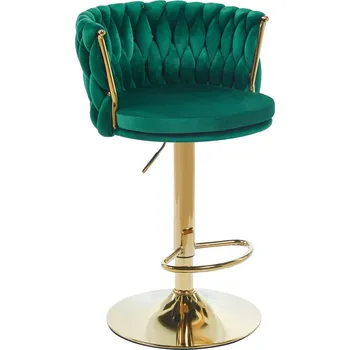 Barová židle Barová židle GLAMOUR TWIST tmavě zelená (zlatý rám)