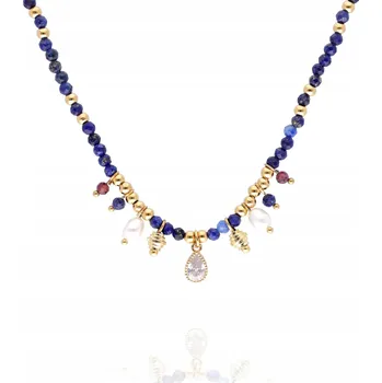 Náhrdelník Náhrdelník z přírodního kamene Lapis Lazuli, modrý, ozdobný, s přívěsky