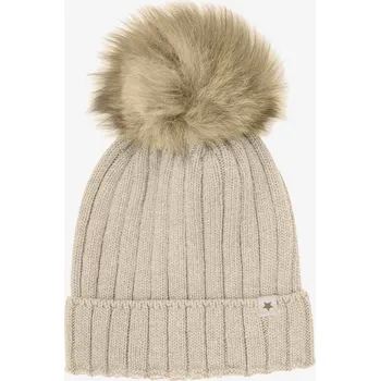 Kojenecká čepice HUTTELiHUT - Čepice s bambulí z alpačí srsti - Sand Melange VARIANTY: 6-8Y