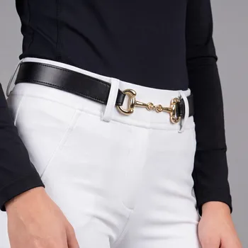 Opasek GALOP WEAR Kožený jezdecký pásek s udidlem – italská kůže a zlatá spona 85cm ČERNÁ