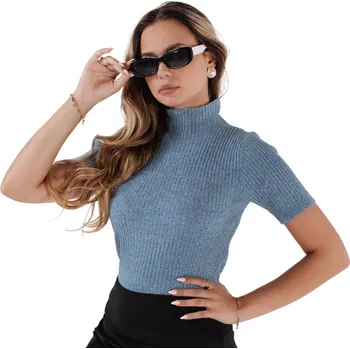 Dámský svetr DStreet dámský svetr modrý, přiléhavý k bokům, univerzální velikost