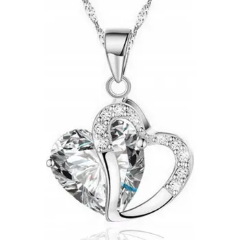 Náhrdelník Stříbrný náhrdelník Srdce Zirkon Bílá Čirá Ocel Ušlechtilý Dárek