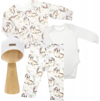 Kojenecká souprava 4dílná sada: mikina , kalhoty, body, čepice Nicol, vel. 80