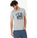 QUECHUA Pánské turistické tričko s krátkým rukávem NH 100 L MODRÁ|ŠEDÁ