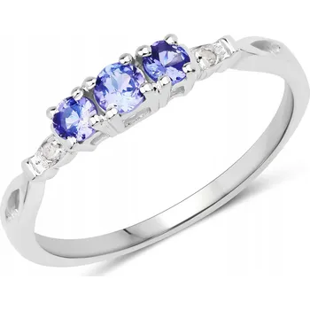 Prsten STŘÍBRNÝ PRSTÝNEK S TANZANITY A DIAMANTY