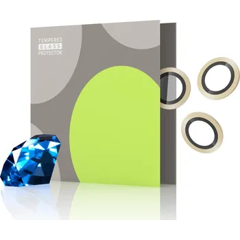 Telefonní příslušenství Ochranné sklo na objektiv Tempered Glass Protector safírové pro kameru iPhone 14 Pro / 14 Pro Max, zlatá