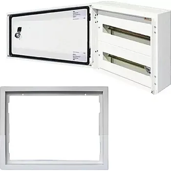 Rozvaděč Kovová skříň SEZ T-BOX 36/2/18 s přídavným rámem pro instalaci pod omítku, 18 modulů - 2 řady, IP 65 (SEZ T-BOX 36/2/18 + rám)