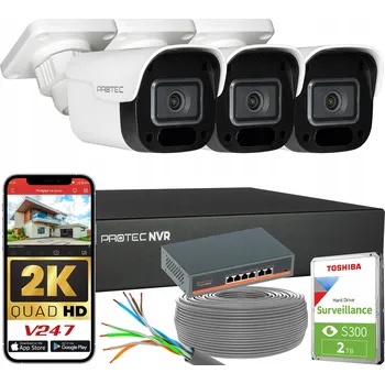 IP kamera Monitorovací sada 3 IP PoE kamer 4Mpx, PoE switch, detekce, HDD 2TB