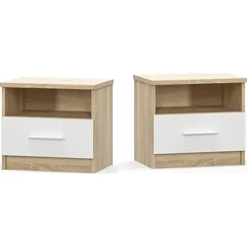 Noční stolek Noční stolek KABIR - 2 ks, dub sonoma/bílá