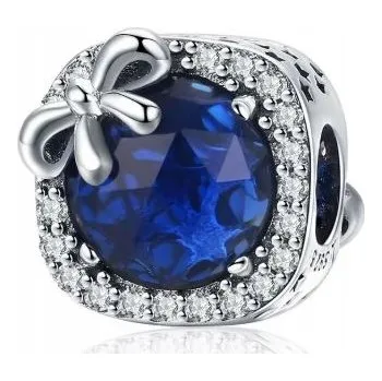 Přívěsek Přívěsek mašle z korálků osázených kameny, safírové křišťál stříbro 925