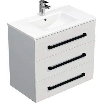 Nábytek SAT Koupelnová skříňka s černou úchytkou a umyvadlem SAT Cube Way 80x76,5x46 cm bílá lesk CUBE46C803BIMOD CUBE46C803BIMOD