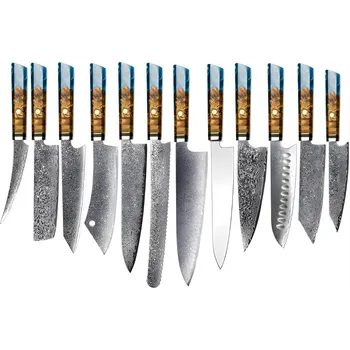 Kuchyňský nůž Sada damaškových kuchyňských nožů MO 39204 12ks Modrá