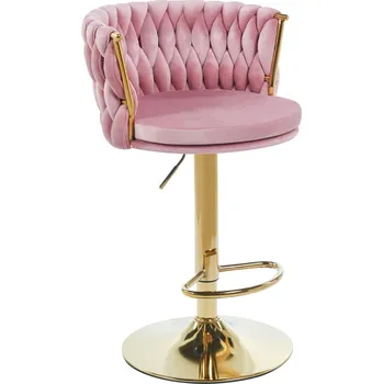 Barová židle Barová židle GLAMOUR TWIST růžová (zlatý rám)