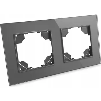 Elektrická zásuvka SKLENĚNÝ DVOJITÝ RÁMEČEK pro zásuvku 2 ZÁSUVKY ŠEDÝ - PREMIUM