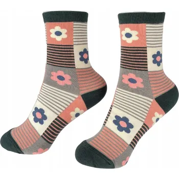 Pánské ponožky Ponožky Dlouhé Béžové Zeleň Růže Květiny