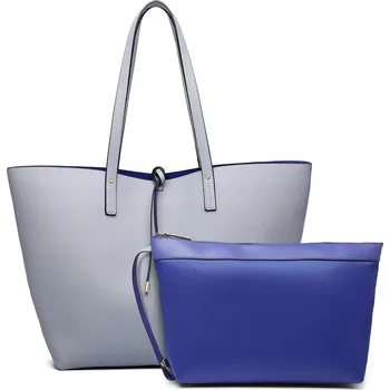 Kabelka Miss Lulu dámská kabelka 2v1 šedá velká PU kůže A4 + pouzdro