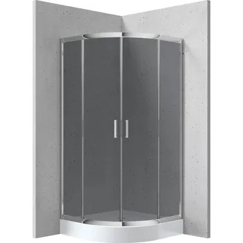 Deante Čtvrtkruhový sprchový kout Funkia 90x90 cm KYPZ451K, chrom/grafit + sprchová vanička bílá