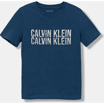 Dětské bavlněné tričko Calvin Klein Jeans IB0IB02530.9BYA modrá 95X, vel. 152