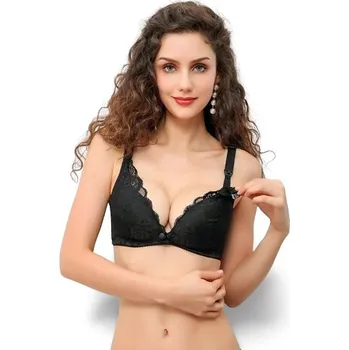 Podprsenka Komfortní podprsenka na kojení, krajková podprsenka Černá C 80