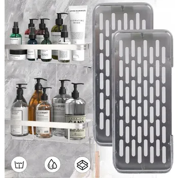 Obraz 2X PÓŁKA ŁAZIENKOWA ZÁVĚSNÁ POLICE DO KOUPELNY POD SPRCHU KOVOVÁ STŘÍBRNÁ LOFT