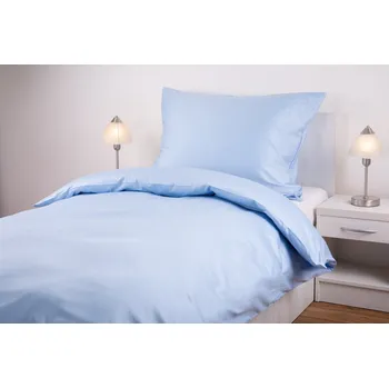 Povlečení JAN peří Povlečení z bavlněného saténu - světle modré - Povlečení z bavlněného saténu - světle modré - souprava povlečení 70x90 + 140x200