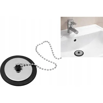 sítko a zátka do dřezu Zátka KOREK do dřezu, umyvadla, s řetízkem, ČERNÁ Galicja
