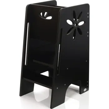 učicí věž Dřevěná učící věž Montessori KIDSWOOD Flower 80cm - barva černá