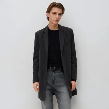 Reserved - Kabát s příměsí viskózy - tmavě šedá - 518EF-90M - 518EF-90M-XXL