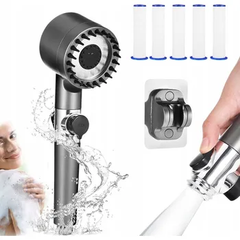 Sprchová hlavice Sprchová Hlavice černá kulatá 5-funkční