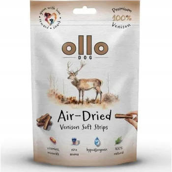 Pamlsek pro psa Ollo Air Dried Venison Strips sušené měkké proužky z jelena pro psa 80g
