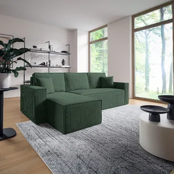 Sedací souprava Eka Rohová sedačka BASIC L, 240 cm Roh pohovky: Levý roh, Barva látky: POSO 14 (Zelená)