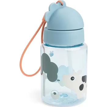 Láhev Done by Deer Láhev s brčkem Tiny farm - modrá