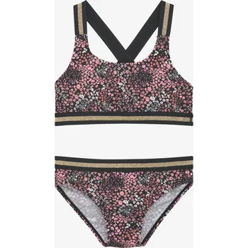 Dívčí plavky Color Kids - Dívčí dvojdílné plavky s gumičkovými ramínky - Black Varianta:: 176