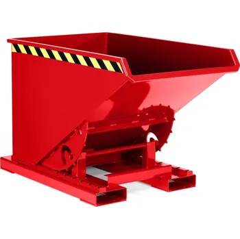 Stavební technika Výklopná nádoba z oceli, s rolovacím mechanismem, objem 1200 litrů, červený