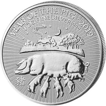 Lunární série - stříbrná mince 2 Pounds Year of the Pig (Rok vepře) 1 Oz 2019 (Royal Mint)