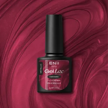 Lak na nehty ENII NAILS Gel lak Ceramic 178 Bordeaux - gelový lak bez HEMA, 10 ml