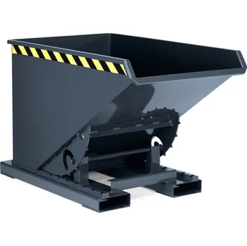 Výklopná nádoba z oceli, s rolovacím mechanismem, objem 900 litrů, šedý