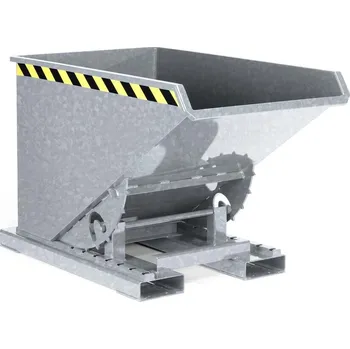 Výklopná nádoba z oceli, s rolovacím mechanismem, objem 600 litrů, zinkovaný