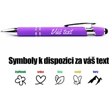 u Psíka | Luxusní propiska se jménem | 14,3cm*1cm Barva: Fialová, Volba symbolu: Srdce