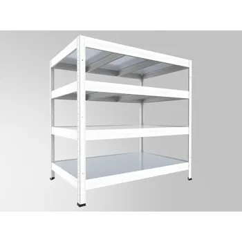 regál Kovový regál do domácnosti Biedrax 35 x 120 x 90 cm, bílý - 4 police pozink