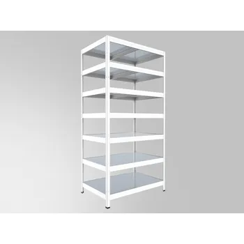 regál Kovový regál do domácnosti Biedrax 50 x 60 x 210 cm, bílý - 7 polic pozink