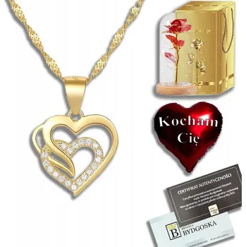 Náhrdelník ZLACENÝ DÁMSKÝ ŘETÍZEK NÁHRDELNÍK SE STŘÍBRO ZE STŘÍBRA NA VALENTÝNA