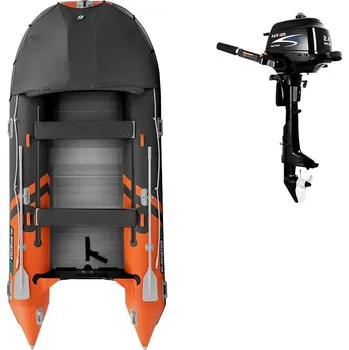 Člun Člun GLADIATOR ACTIVE C420AL orange dark grey - nafukovací člun s hliníkovou podlahou - sada: se spalovacím motorem PARSUN F2,6 1,9 kW