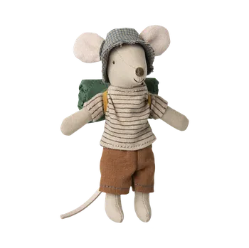 plyšák Maileg - Myšák turista - Velký bráška - hnědé proužky