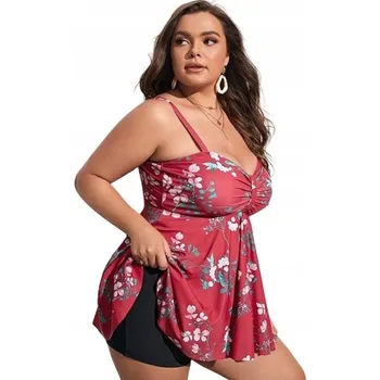 Dámské plavky PLAVKY ŠATY DVOUDÍLNÉ KRAŤASY 3XL