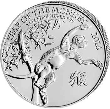 Lunární série - stříbrná mince 2 Pounds Year of the Monkey (Rok opice) 1 Oz 2016 (Royal Mint)