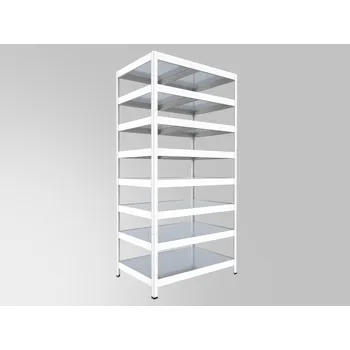 Dílenský regál Kovový regál bezšroubový Biedrax 60 x 60 x 240 cm, bílý - 8 polic pozink