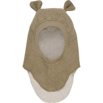 Kojenecká čepice HUTTELiHUT - Jarní kukla z bavlněného fleesu s podšívkou - Medvídek - Hnědá VARIANTY: 0-12M