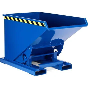 Stavební technika Výklopná nádoba z oceli, s rolovacím mechanismem, objem 1200 litrů, modrý